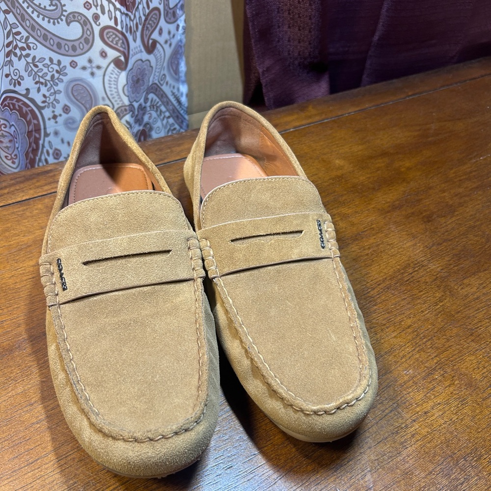 Coach Men's Loafers in Tan Suede